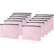 12 pack pink canvas makeup bag bulk