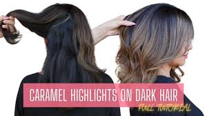 caramel highlights on dark hair