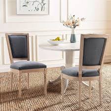 gray fabric upholstered dining chair