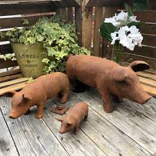 Cast Iron Pig Outdoor Farm Garden Patio
