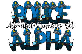 police doodle letters alphabet graphic
