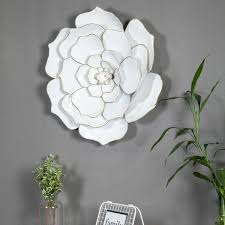 Dia Metal White Flower Wall Art
