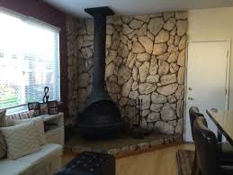 Lava Stone Wall Behind Fireplace