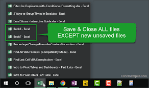 save and close all open excel workbook