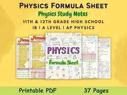 Buy Physics Formula Sheet For 11th And