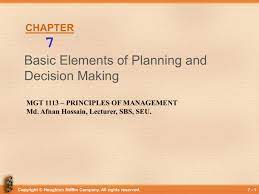 Basic Elements Of Planning And Decision
