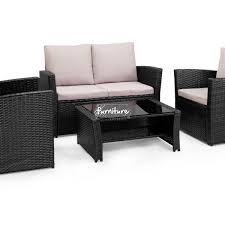 Grey Rattan Garden Sofa Set Furniture