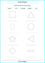 Not only do they practice matching the shapes, they practice writing while working on their fine motor skills. Grade 1 Basic Shapes Geometry Math School Worksheets For Primary And Elementary Math Education