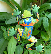 frog outdoor metal art garden art plant
