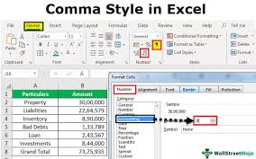 comma style in excel shortcut keys