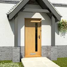 white oak veneer glazed front door