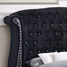 Modern Glam Bedroom Tall Upholstered