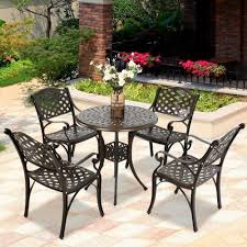 Patio Dining Table Chairs Set Of 5 Cast