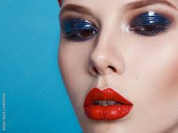 beautiful y woman color makeup red