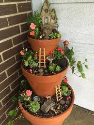 how to make a fairy garden pot tower