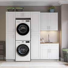 Mill S Pride 102 In W X 24 In D X 96 In Verona White Shaker Stock Ready To Assemble Base Kitchen Cabinet Laundry Room