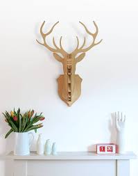 wooden deer head wall trophy by clive