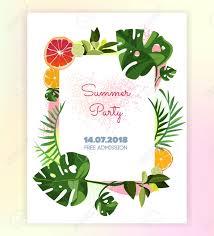 Floral Vector Tropical Invitation Card Template For Print Card