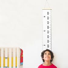 Baby Growth Chart Hanging Rulers Room Decoration Wall Decor Removable Canvas Large Height Measuring Tape Wood Frame For Baby Infant Kids Toddlers