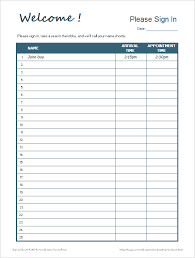 Printable Sign In Sheet Visitor Class And Meeting Sign In Sheets