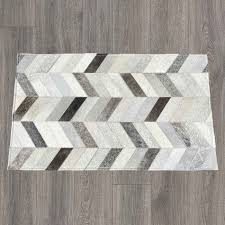 mixed gray chevron cowhide rug