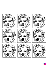 Coloriages de bâtiment et d'oeuvres d'art à imprimer - Andy Warhol -  Dyptique Marilyn