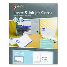 Maco Laser Ink Jet White Index Cards 3 X 5 Inches 3 Per Sheet 150 Per Box Ml 8576