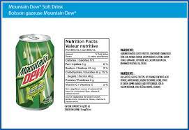 mountain dew nutrition facts football