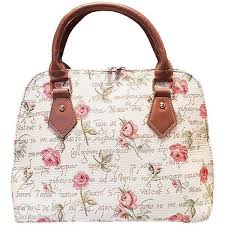 handbag with handle pattern roses in