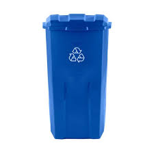 Blue Wheeled Recycling Trash Container