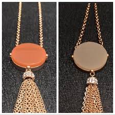 Double Sided Orange And Tan Long Tassel Necklace Boutique