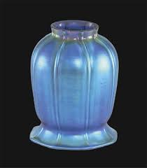 blue iridescent squash art glass shade