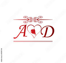 ad love initial with red and rose