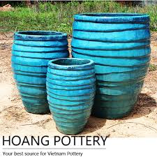 aqua blue ceramic glazed pots outdoor