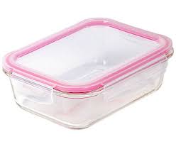 Glass Food Storage Container W Pink