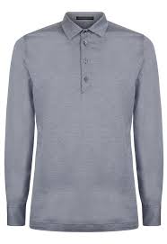 La Perla Light Blue Melange Long Sleeve Polo Shirt