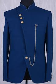 Dark Teal Blue Jute Thread Embroidered Jodhpuri Suit St706