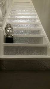 Wall Paper Silver Glitter Stairs Risers