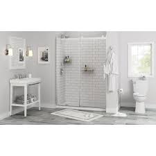 Alcove Shower Wall In White Subway Tile