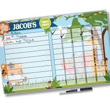 It S A Jungle Out There Animals Theme Personalized Kids Dry Erase 5 Or 7 Day Chore Chart