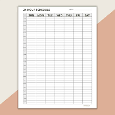 24 hour daily schedule template 1