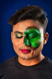 scary zombie makeup or halloween face art