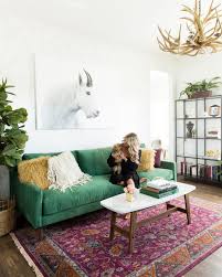 green sofa living room