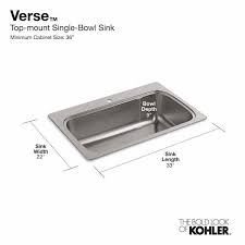 kohler verse drop in stainless steel 33