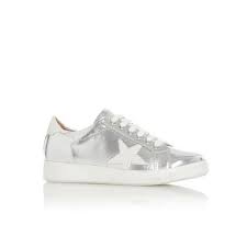 Edris Star Applique Lace Up Trainer Silver In 2019