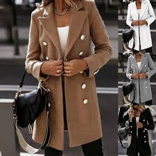 Womens Wool Trench Coat Long Jacket