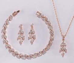 rose gold cz bracelet earring necklace