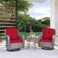 Joyside 3 Piece Wicker Swivel Outdoor