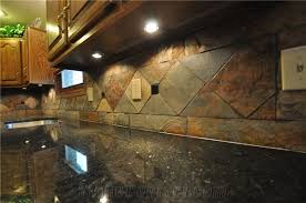 Backsplash panels allow you to bring a fun design element to your space while also protecting walls from grease splatter and other cooking stains. Brown Pearl Granite Kitchen Countertop Brazil Rust Slate Backsplash From United States Stonecontact Com