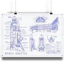 Space Shuttle Blueprint Wall Art Space